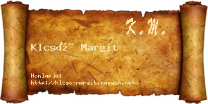 Klcsó Margit névjegykártya